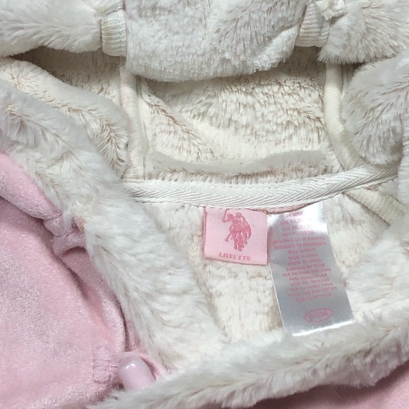 US Polo Layette Fur Lined Pink Chenille Snow Suit size 6-9 months - Picture 5 of 12